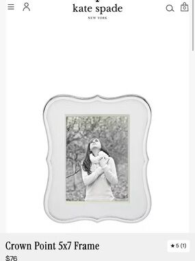 kate spade Crown Point Silver Scalloped Picture Frame with White Mat - 5x7